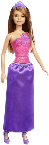 Muñeca Barbie Bassic Princess Morocha Vestido Rosa,   Dmm06