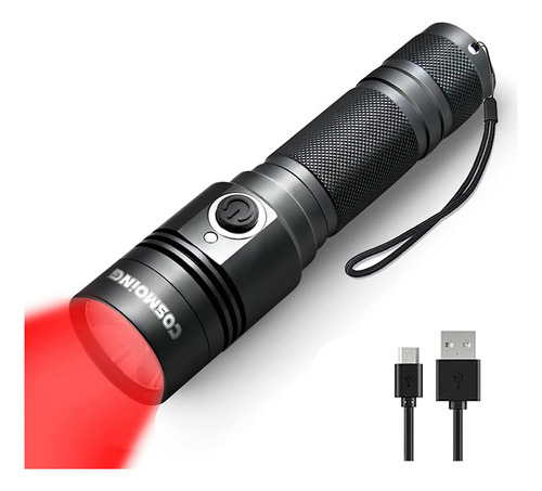 Linterna Led Roja De Alta Potencia Cosmoing Recargable Usb