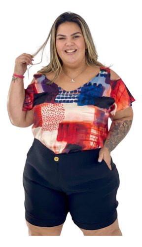 Bermuda Bengaline Preta Plus Size