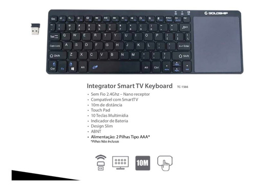 Teclado Smart Tv Goldship Com Touchpad Integrator Tc-1566 Cor de teclado Preto Idioma Português Brasil