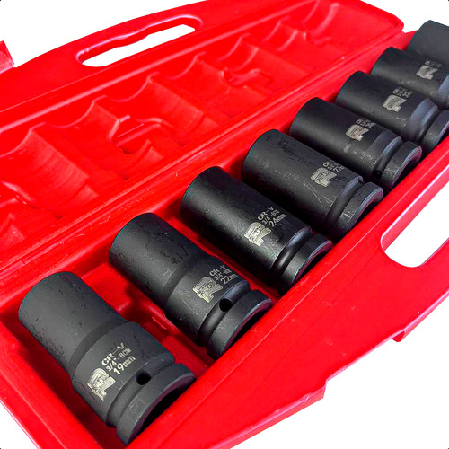 Kit Soquete Impacto Curto Sextavado Enc 3/4 8 Pçs 19 - 38mm