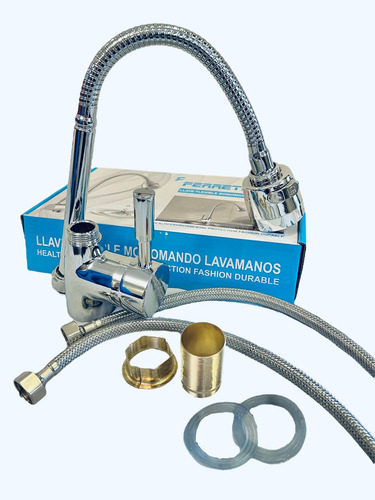 Llave Lavaplato Monomando Cuello Flexible Con Accesorios