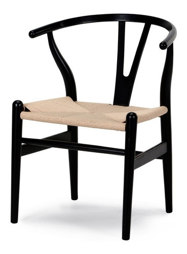 Silla Wishbone Madera Cuerda Natural By Promobel Color de la estructura de la silla Negro