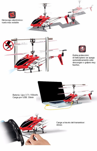 Imagen 7 de 10 de Helicóptero Rc 3 Canales Metalico Niños Syma S107g 1ra Marca