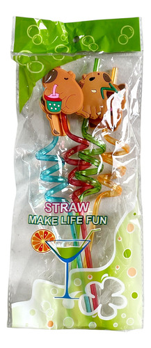 Pajitas Sorbetes Bombillas De Labubu Capibara Stitch X8 Uni Capibara
