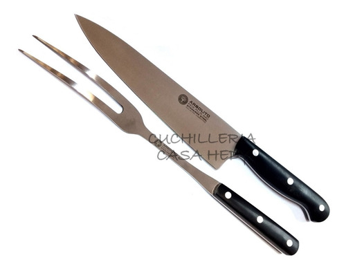 Juego Asador Boker Plus Cuchillo Hoja De 20cm Trinche 8395p