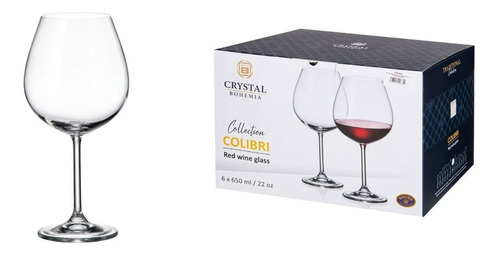 Imagen 5 de 7 de Copón Vino Cristal Bohemia Colibrí 650ml Set X 12