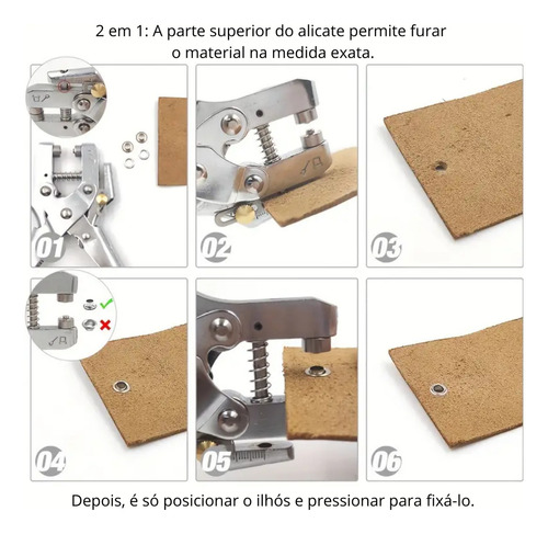 Alicate De Ilhos Furador Aplicador 500 Ilhoses 54 C/ Arruela
