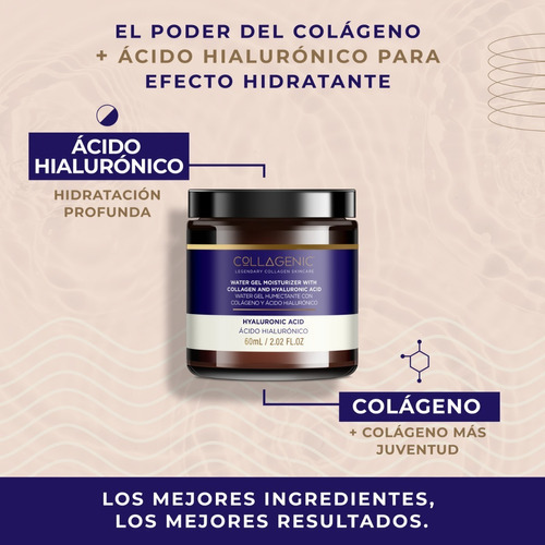 Imagen 2 de 6 de Water Gel Hidratante Facial 60ml 3% Acido Hialuronico Tipo De Piel Normal