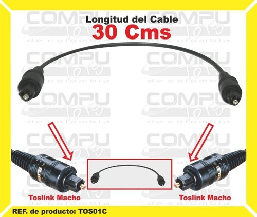 Cable Fibra Optica M-m Toslink 30cm Ref Tos01c Computoys Sas