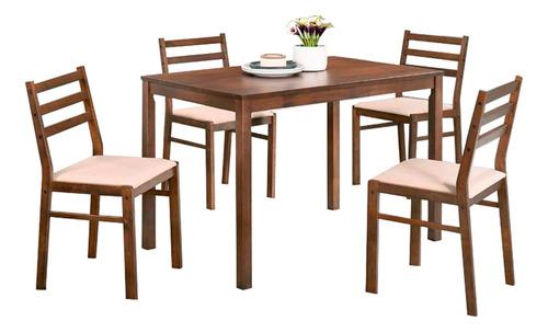 Comedor De Madera Con 4 Sillas Modelo Sevilla Tabaco 110 Cm