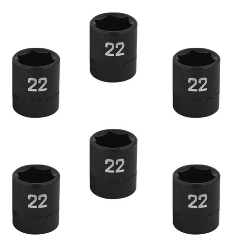 Kit De 6 Dados De Impacto De 22 Mm 6 Puntas Cuadro 1/2