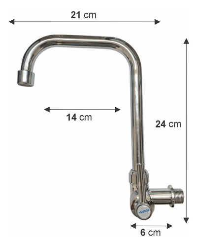 Torneira De Parede Para Cozinha Monocomando Abs Cromada 24cm Com Arejador Econômico Água Fria Instalação Simples Rosca 1/2 Linha Econômica Visual Moderno Leve E Resistente Fc-85 Via Flix