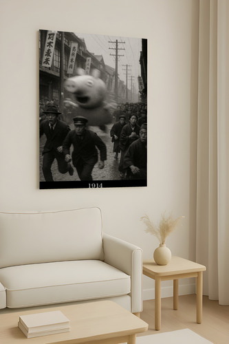 Cuadro Moderno Mural Peppa Pig Clásico En Blanco Y Negro Full Hd