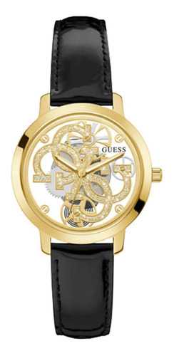 Reloj Guess Gw0383l1 Mujer Analogico Cuarzo Color de la malla Negro Color del bisel Dorado oscuro Color del fondo Dorado