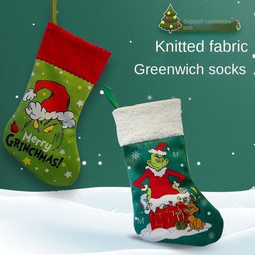 A Juego De Bolsas Regalo Con Calcetín Navideño Grinch 4 Pcs