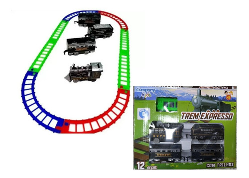 Brinquedo Trem Expresso Pequeno Movido A Pilha Com 12 Peças