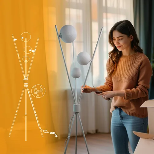 Artin-x 61 Moon-shaped 3d Printed Floor Lamp With 3 Globe S.