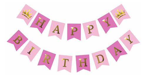 Pink Princess Birthday Banner, Pastel Bday Sign For Girl, Go