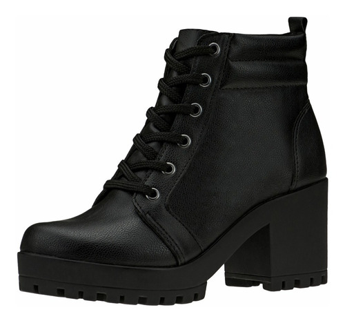 Bota Coturno Feminino Salto Médio Tratorado Macio Promoção