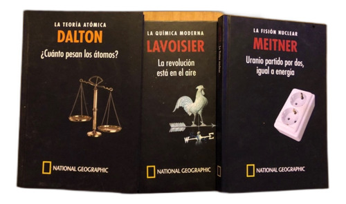 3 Libros. Dalton, Meitner, Lavoisier. 