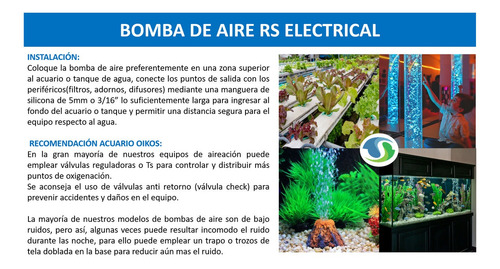 Imagen 6 de 10 de Bomba De Aire Para Acuario Rs Electrical Rs-083
