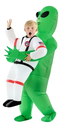 Disfraz Hinchable De Alien Para Adultos Talla Única – Inflable Automático Con Ventilador Y Bolsillo, Ideal Para Halloween Y Fiestas De Disfraces (Altura 165-188 Cm)