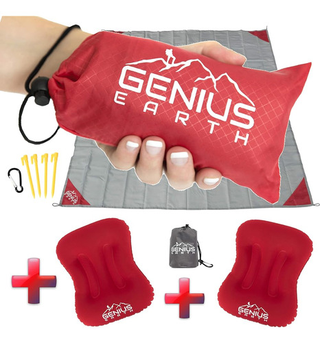 Genius Earth Pocket Manta / Juego De Almohada Inflable. Idea