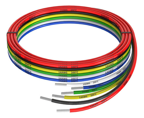 14awg Cable De Alambre Eléctrico De Silicona 6 Colores (5 Pi