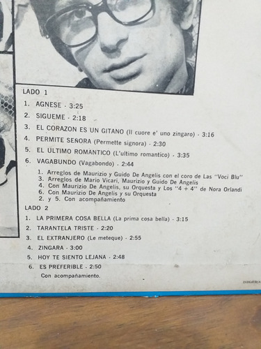 Disco Vinilo. Nicola Di Bari. Agnese. Los Éxitos En Castell (Usado)