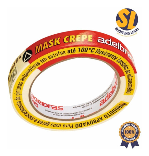 Imagem 2 de 6 de Fita Crepe 710 18mm X 50m Premium Adelbras