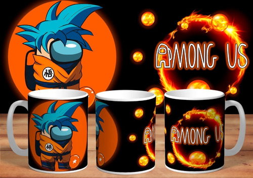 Taza, Video Juego Among, Edición Dragon Ball De Plástico