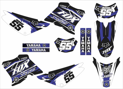 Kit Adesivo Moto Cross Trilha Yh Xtz 125 Fox Azul Lm325