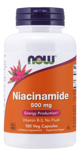 Supplement Now Niacinamida (vitamina B-3) 500 Mg 100 Cápsula