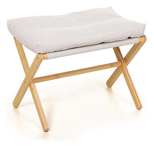 Taburete Plegable Reposapiés Otomano Madera Banco Zapatos Sa