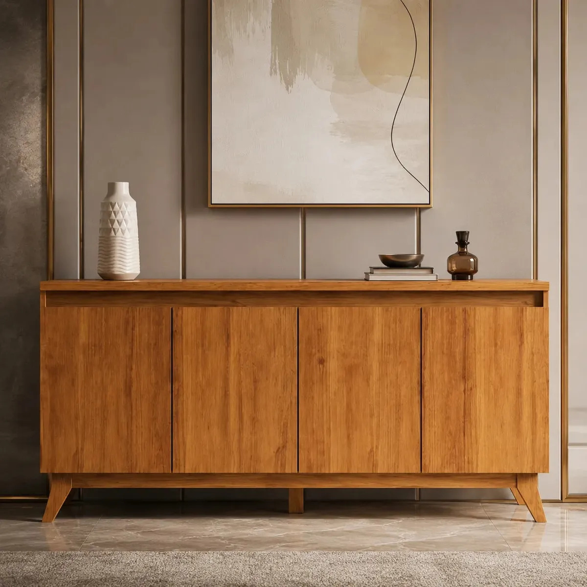 Balcão Buffet Stylo 4 Portas Mel - Viero Móveis