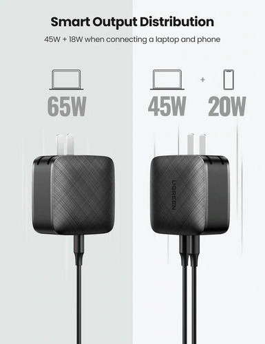 Cargador Rapido (708669 Usb C Pd De 2 Puertos 65 W Ugreen