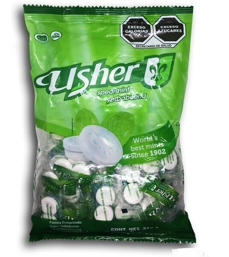 Dulce Usher 2pastillas Yerbabuena 40 Bolsas Con 100 Piezas