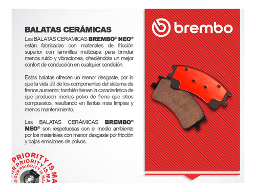 Balatas Traseras Cerámicas Nissan Maxima 01 Al 03 Brembo