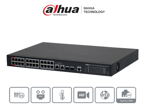 Dahua Dh-s4228-24gt-240 Switch Poe Gigabit Admin 24 Ptos Poe