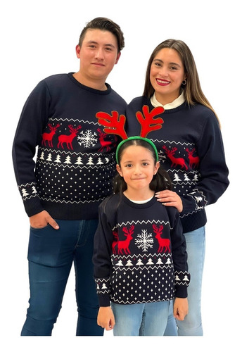 Imagen 5 de 6 de Sueter Navideño / Ugly Sweater Niños Con Renos Y Pinitos