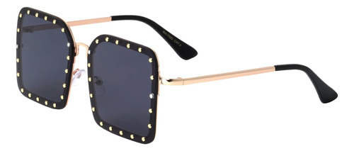 Queens Riveted Large Rimless Square Studded Gafas De Sol Hom
