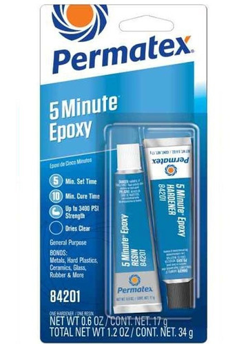 Pegamento Epoxico Permatex 5 Minute Secado Rapido 34g