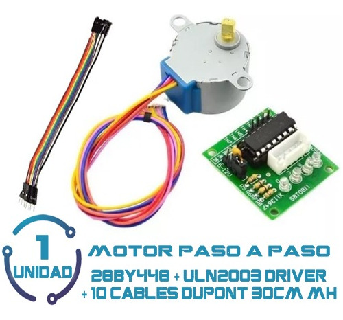 Motor Paso A Paso 28byj48 +driver Uln2003 + 10 Dupont Mh 