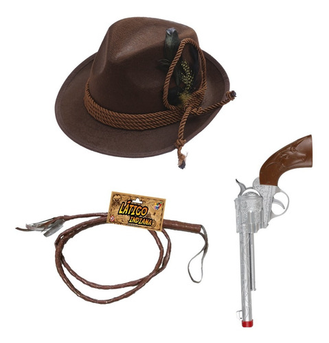 Combo Disfraz Indiana Jones Harto Gorro Latigo Pistola Kit