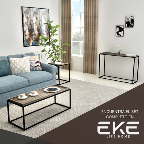 Mesa De Centro Auxiliar Sala Rectangular Marrón Minimalista Color Marrón Oscuro