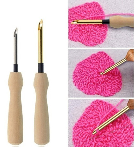Imagen 5 de 8 de Pack 2 Agujas Mágicas Mango Madera 5mm Y 3.5mm