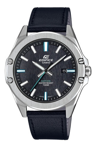 Reloj Casio Edifice Sapphire original con correa de factura para hombre, color negro, bisel, color plateado, fondo negro