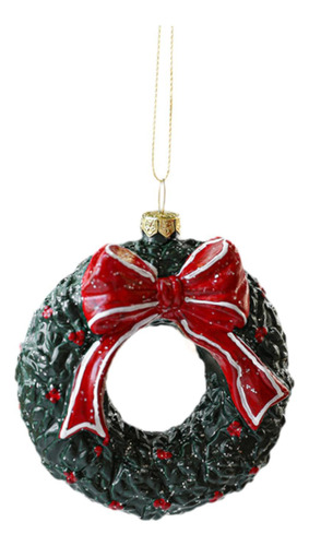 Adorno Colgante Para De Navidad, Adorno 9x10 Cm Corona Verde