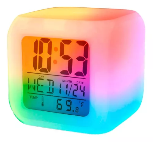 Reloj Despertador Luz Led Rgb Pantalla Alarma Temperatura